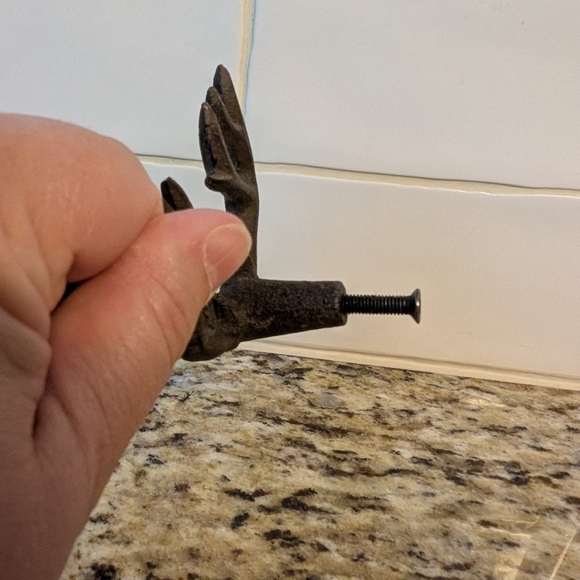 Cast Iron Drawer Pull Handle Animal Deer Buck Antlers Cabinet Knob Set Of 2 (#6) - Picture 4 of 5